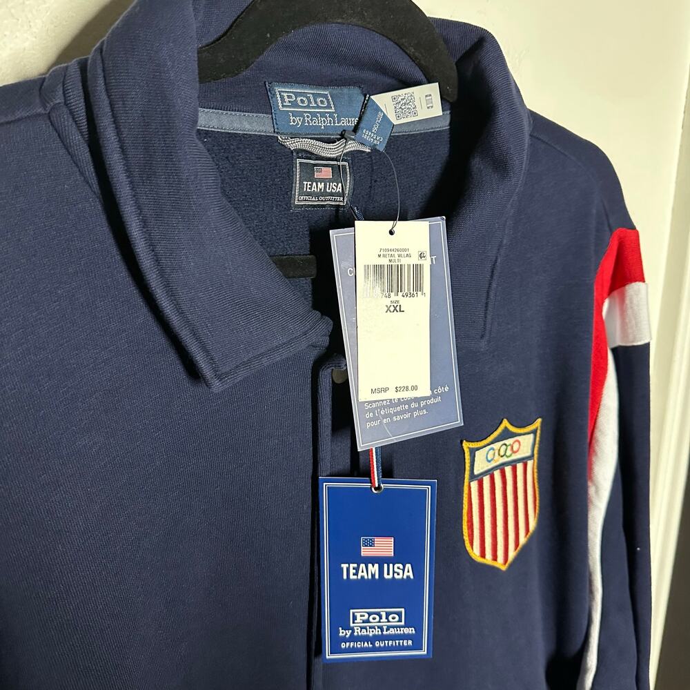 NEW Polo Ralph Lauren x Team USA Fleece Baseball Jacket Size XXL Olympics - Picture 5 of 16